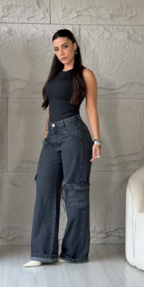 CALÇA JEANS CARGO BLACK - Arthmanha