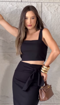 CONJUNTO LINHO CROPPED E SAIA - Arthmanha